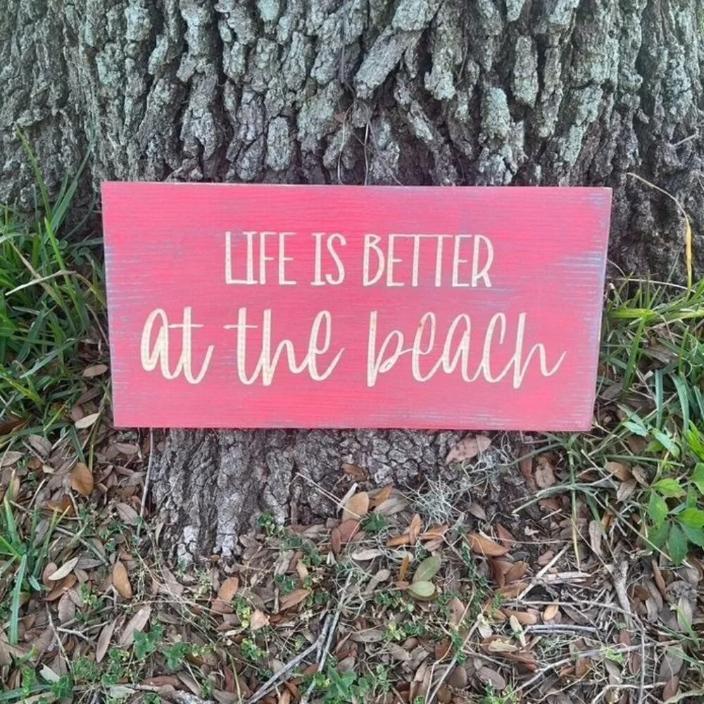 Handmade sign, Life is better at the beach, Wall hanging, Beach decor, Sign